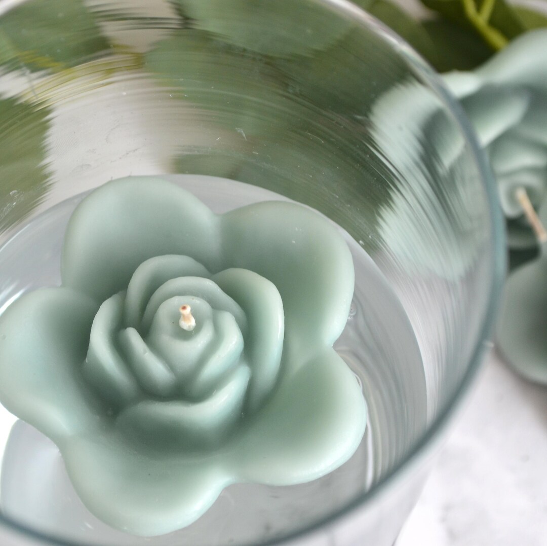 10 Pk Dusty Sage Green Floating ROSE Candles Wedding Centerpieces ...