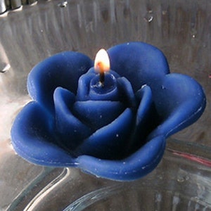 10 Navy Blue floating rose wedding candles for table centerpiece and reception decor.