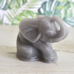 Mini Elephant Candles Set of 2, great for jungle safari birthday cake or cupcake candles, baby showers and stocking stuffers