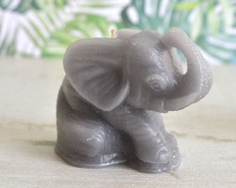 Mini Elephant Candles, Jungle Safari Cake Toppers, Set of 2
