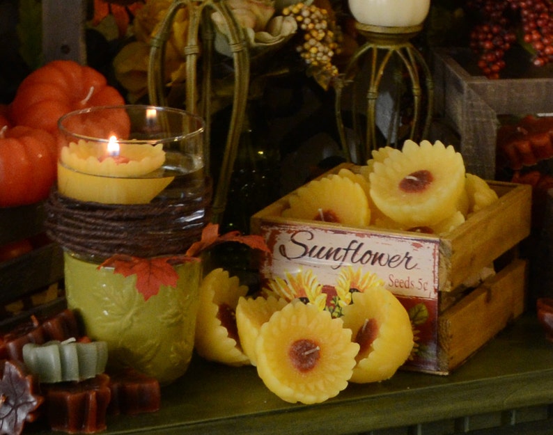 12 Sunflower Floating Candles Wedding Reception Centerpeice Etsy