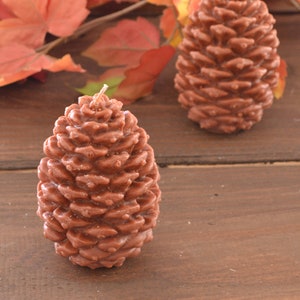 Pine cone candle wedding centerpiece thanksgiving table decor all natural wax, Woodland winter, cabin retreat decor image 1