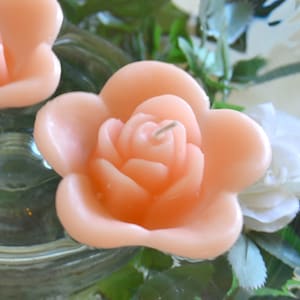 10 Peach floating rose wedding candles for table centerpiece and reception decor