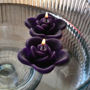 10 pk Purple Floating Rose Candles for Wedding Centerpieces