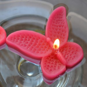 8 Watermelon Hot Pink Butterfly Floating Candles wedding receptions table centerpiece and decor