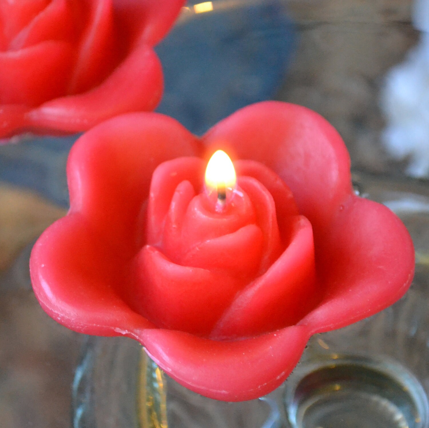 12 Guava Floating Rose Wedding Candles For Table Centerpiece Etsy