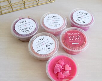 6 Pack Valentine Day Soy Wax, scent shot, wax melt, XOXO Love Spell, berry waffle, jelly cronut, plum blush and more