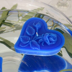 10 pack Blue floating heart candles for wedding centerpieces and reception decoration. Baby shower, bridal shower party favors & gifts.