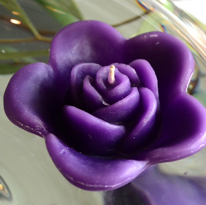 10 pk Purple floating ROSE candles wedding centerpieces reception decoration Baby shower bridal shower party favors gifts. image 1