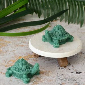 Turtle Baby Shower Set of 2 Mini Turtle candles, cupcake birthday cake candles wedding party favors image 2