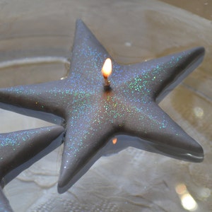 Silver Shimmering Star floating candles set of 10 image 1