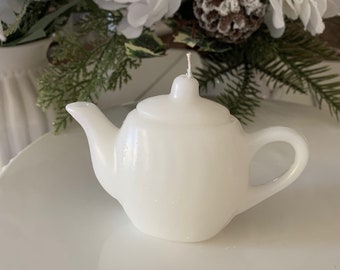 White Teapot Candle mothers day gift tea party wedding reception decoration Alice in wonderland themed