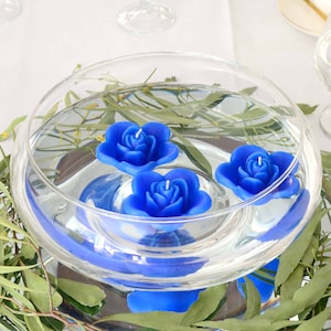 10 Blue floating rose wedding candles for table centerpiece and reception decor. image 2