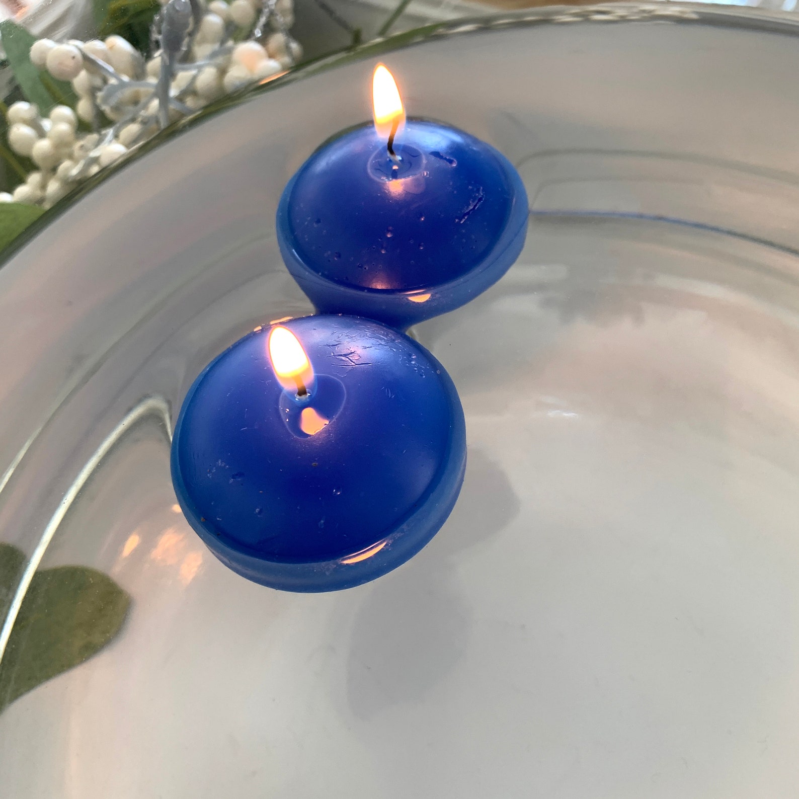 Round floating wedding candles BLUE color set of 12 or choose Etsy