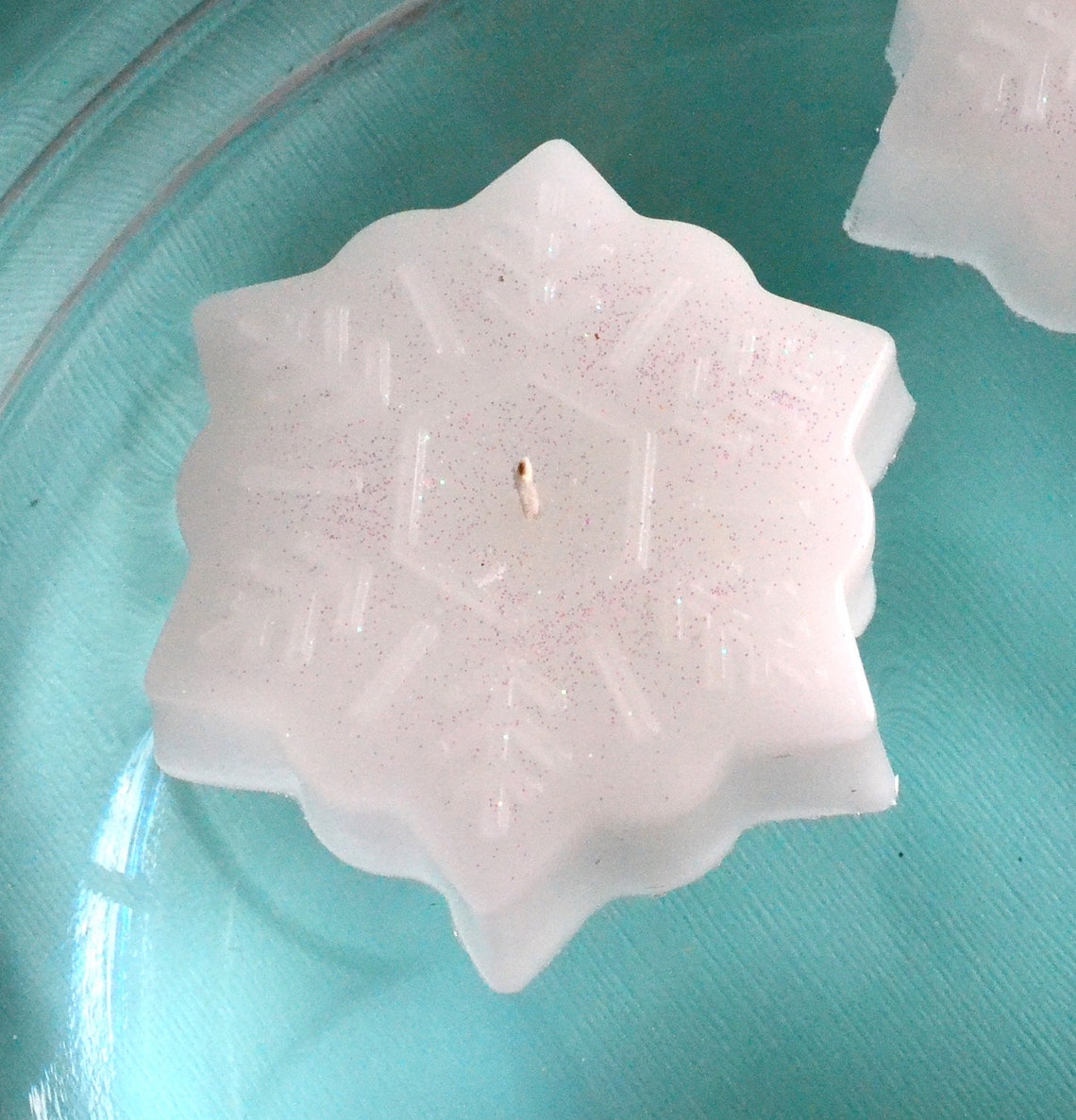 4 snowflake floating candles. Dinner party wedding reception Etsy