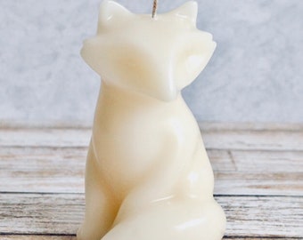 Winter White Fox Candle Woodland Wedding fall autumn Thanksgiving Christmas  table decor