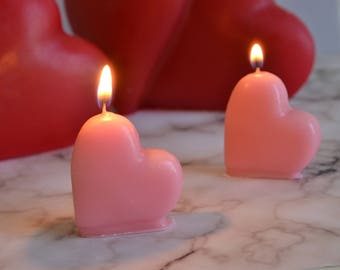 Valentine Candles Mini Hearts 3 pack heart candles Choose pink or red weddings cupcake birthday candles bridal showers centerpieces gifts