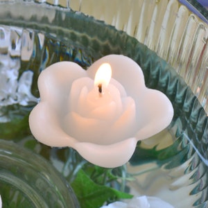 10 White floating rose wedding candles for table centerpiece and reception decor. image 2