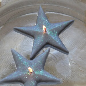 Silver Shimmering Star floating candles set of 10 image 2