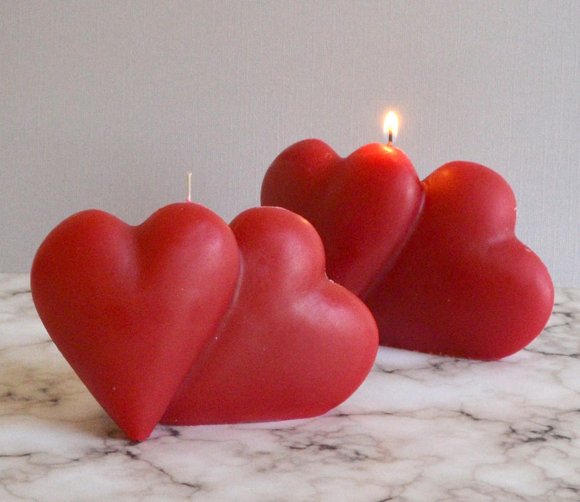 Valentine Candle Red Double Heart Candle for Valentines Day Etsy