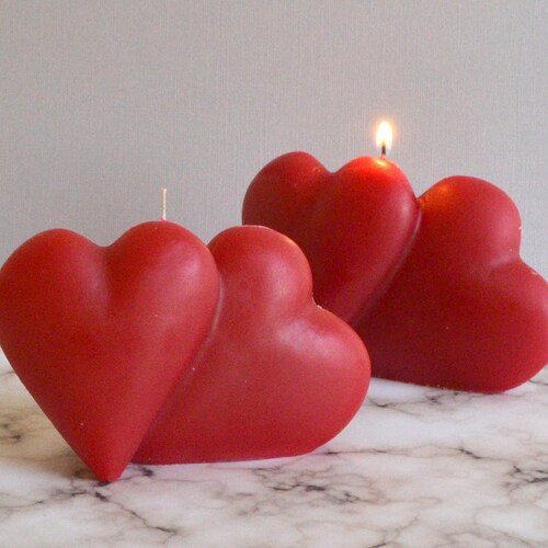 Valentine Candle Red Double Heart Candle for Valentines Day Etsy