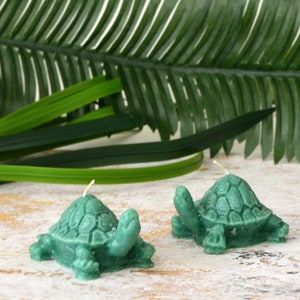 Turtle Baby Shower Set of 2 Mini Turtle candles, cupcake birthday cake candles wedding party favors image 3