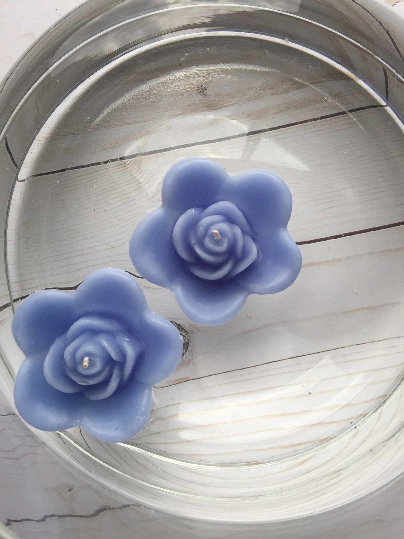 Dusty Blue Wedding Candles Floating Rose Wedding Candles for Etsy
