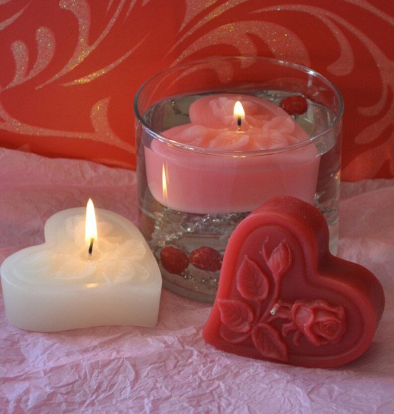 Valentine Candles Floating Heart Candles in Pink Red and White Etsy
