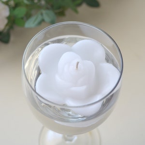 10 White floating rose wedding candles for table centerpiece and reception decor. image 4
