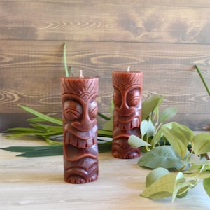 Wooden Tiki Candle,  Boho & Beachy, Hawaiian Luau Party, tiki bar, poolside summer, wedding decoration, beach house, centerpiece