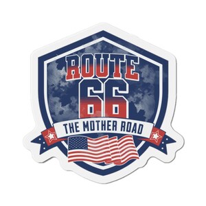 Route 66 Die-Cut Magnet, Vintage American Road Trip Decor, Perfect Gift for Traveler, Americana, Retro, Nostalgic, Historic Hwy, Unique gift
