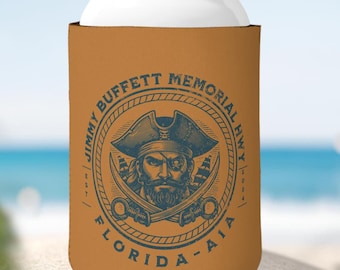 Jimmy Buffett Memorial Hwy Florida A1A Pirate Can Cooler Sleeve, il regalo migliore per i Parrotheads, Key West, Tailgating, vita da spiaggia, vita sull'isola