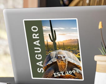 Saguaro National Park Desert Tortoise Kiss-Cut Vinyl Decals -Cactus sticker, Desert decal, Tucson Arizona, Arizona Souvenir, Adventure Lover
