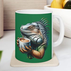 Colorful Iguana Coffee Mug - Funny Lizard Cup, Ideal Gift for Coffee Lovers, Birthday Surprise Ceramic Mug, (11oz, 15oz), Reptile Lover Gift