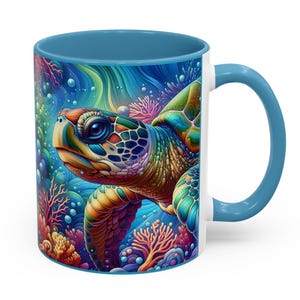 Sea Turtle Coffee Mug, Colorful Sea Life Mug, Ocean-themed Gift, Marine Life Decor, Nature Lover&#39;s Coffee Cup, Coffee Lover Gift, Turtle Mug