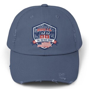 Route 66 Distressed Cap, Vintage Style Hat, Great for Road Trips, Gift for Travelers, Americana, USA Adventure, Retro, Nostalgic Hat, Unique