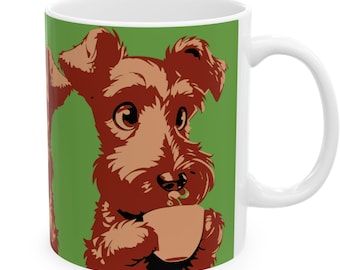 Irish Terrier drinking Coffee Mug (11oz, 15oz), Best gift for Canine Lovers Ceramic Mug,  Funny Dog, New Dog Owner Gift, Coffee Lover Gift
