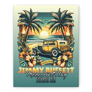Jimmy Buffett Canvas Paradise Found Art Print, Beach Decor, Jimmy Buffett Inspired Wall Art, Ocean Vibes Home Decor, Gift for Beach Lovers