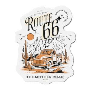 Route 66 Retro Die-Cut Magnets | Adventure, Car Enthusiast Gifts, Road Trip Souvenirs, Vintage Style Americana, Travel Keepsakes, Gift Idea