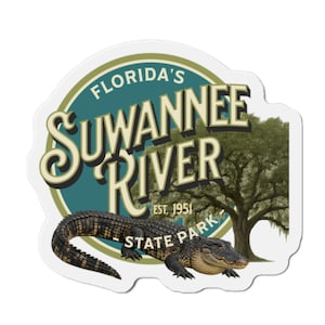 Florida State Park Suwannee River Alligator Die-Cut Magnet - Florida travel sticker, Traveler Gift, Old Florida, Park Lover, River Life