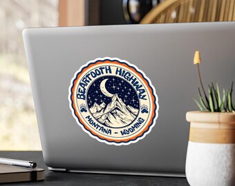 Beartooth Highway Vinyl Decals - Yellowstone, National Park, Mountain Adventure Gifts, Hiker Gift, Backpacker Gift, Ski Resort, Biker Gift