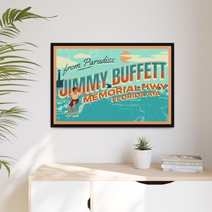 Jimmy Buffett from Paradise Tropical Framed Art Print, Jimmy Buffett Inspired, Beach House Wall Art, Ocean Vibes, Gift for Music Lovers
