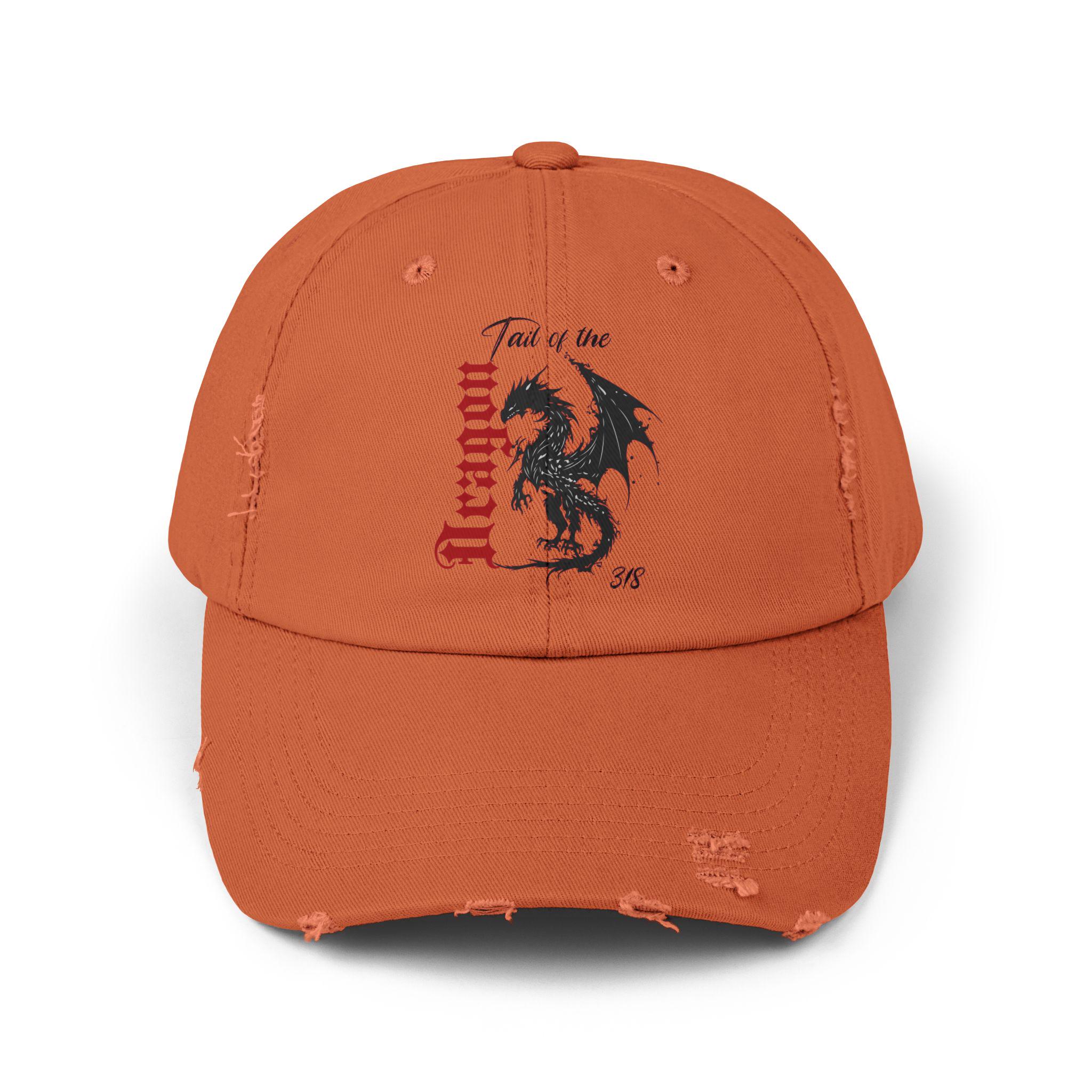 Tail of the Dragon Vintage Distressed Cap, Hat for Fantasy Lovers 