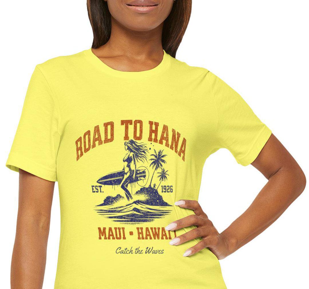 Road to Hana Woman Surf Tee - Maui Hawaii Vintage Style Unisex