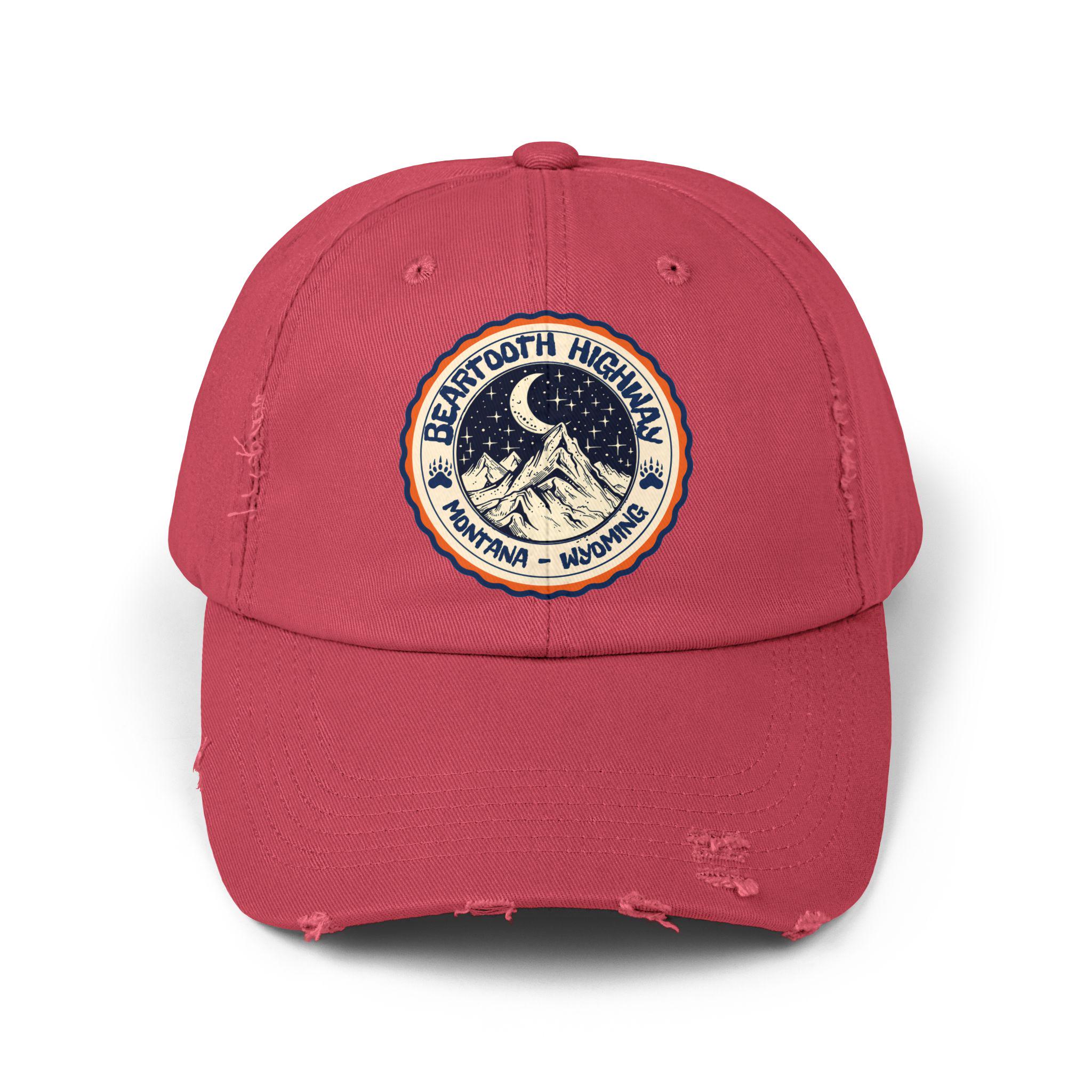 Beartooth Highway Design Unisex Distressed Cap, Travel Accessory