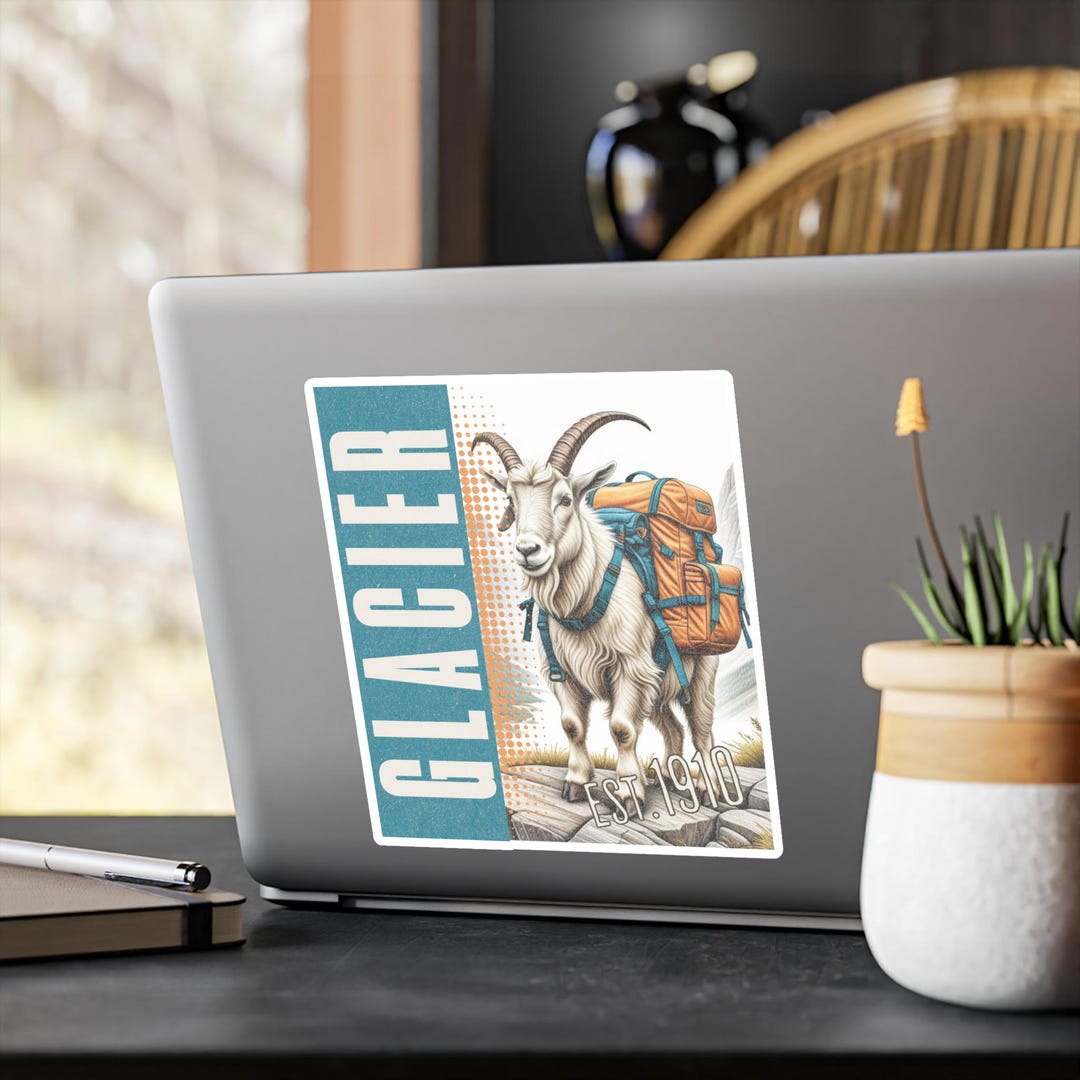 Glacier National Park Hiking Goat Kiss-cut Vinyl Decals, Nature ...