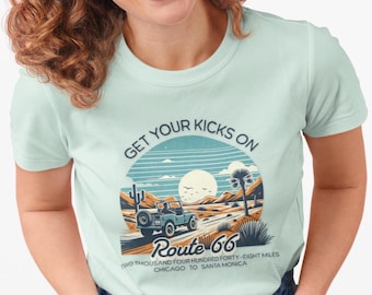 Route 66: divertiti con la maglietta unisex a maniche corte Route 66 - Autostrada storica, la Mother Road, deserto, fuoristrada, regalo iconico