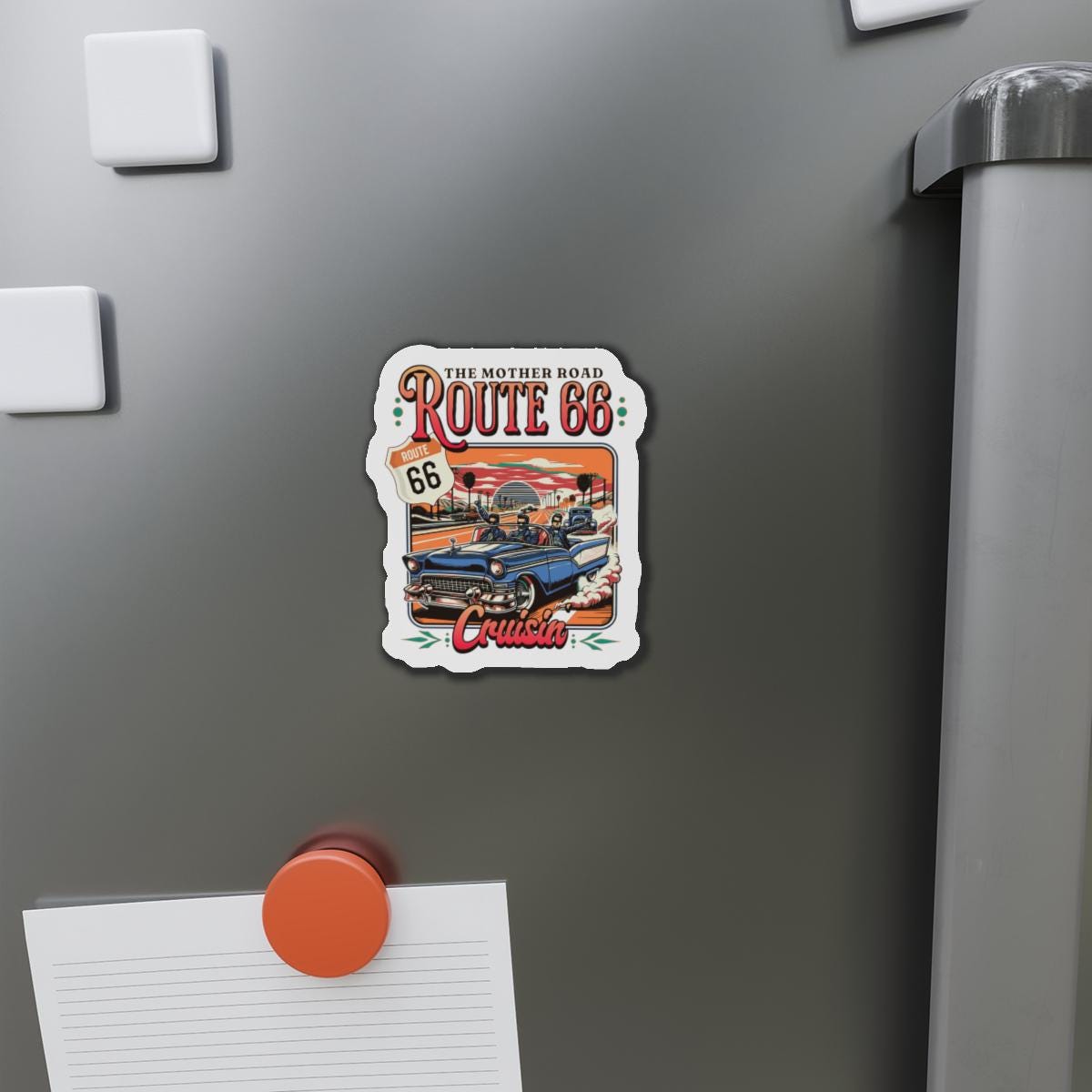 Route 66 Antique Car Vintage Die-cut Magnet - Nostalgic Car Decor