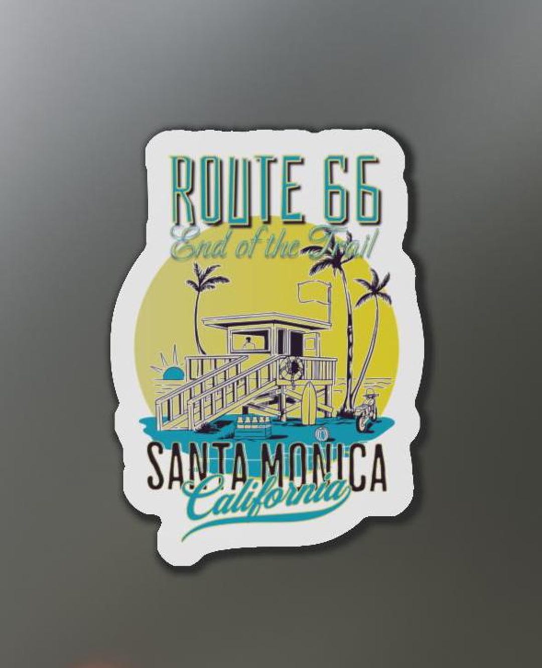 Route 66 Santa Monica California Retro Die-cut Magnet, Route 66