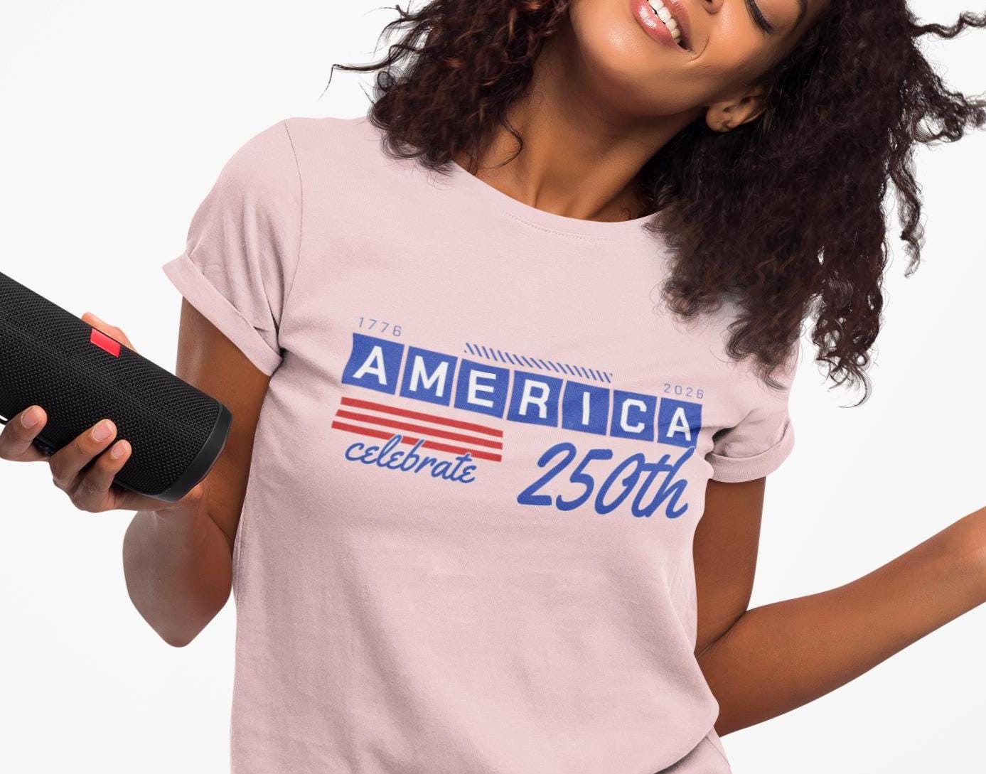 アメリカ建国250周年記念ユニセックスTシャツ、愛国的なお祭り、独立